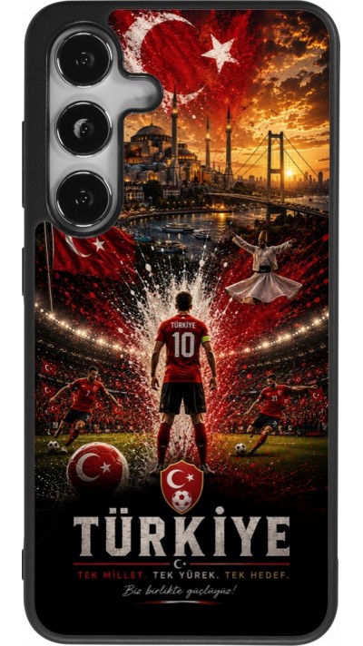 Coque Samsung Galaxy S25 - Silicone rigide noir Football Turquie splash 2026