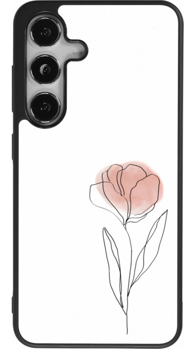 Samsung Galaxy S25 Case Hülle - Silikon schwarz Spring 23 minimalist flower
