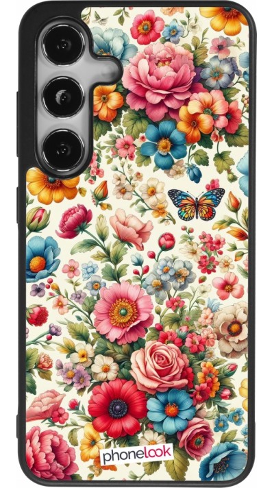 Samsung Galaxy S25 Case Hülle - Silikon schwarz Spring 25 fruehling bluetend