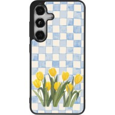 Coque Samsung Galaxy S25 - Silicone rigide noir Blue vichy tulips Spring 2026