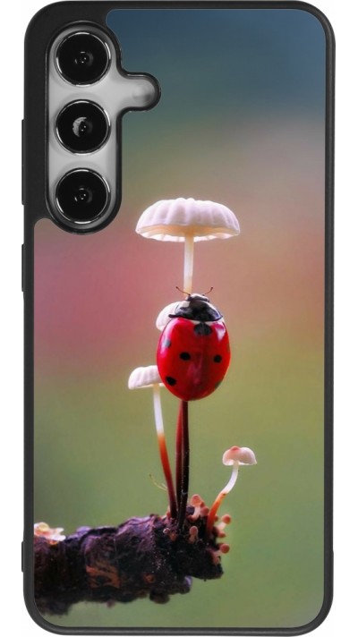 Coque Samsung Galaxy S25 - Silicone rigide noir Ladybird on a mushroom Spring 2026