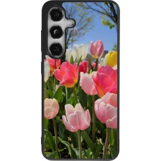 Coque Samsung Galaxy S25 - Silicone rigide noir Tulips Spring 2026