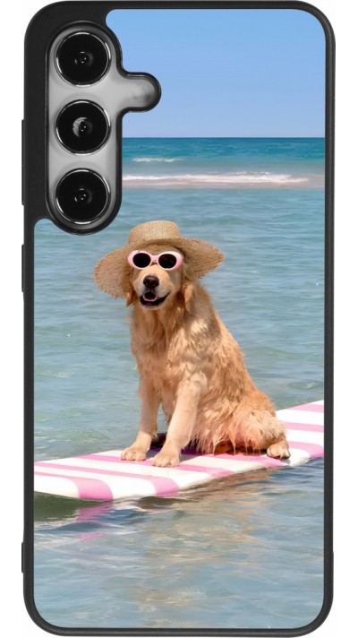 Samsung Galaxy S25 Case Hülle - Silikon schwarz Summer Dog on Paddle