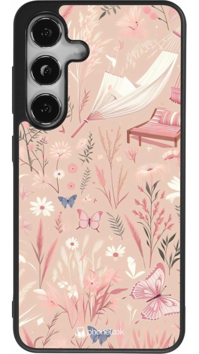 Samsung Galaxy S25 Case Hülle - Silikon schwarz Sommer Pastellmuster