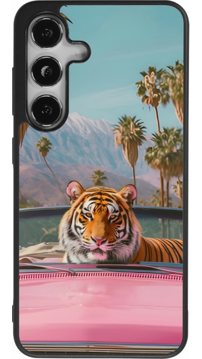 Samsung Galaxy S25 Case Hülle - Silikon schwarz Tiger Auto rosa