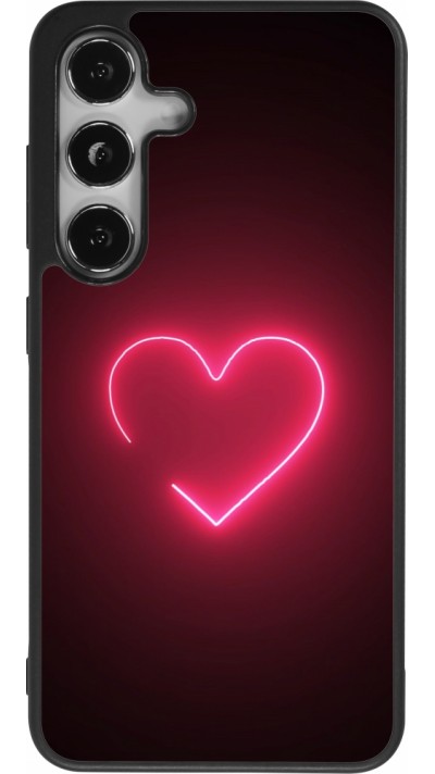 Samsung Galaxy S25 Case Hülle - Silikon schwarz Valentine 2023 single neon heart