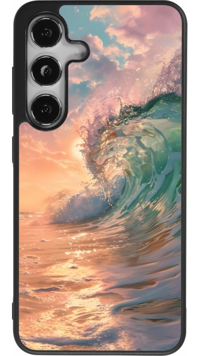 Coque Samsung Galaxy S25 - Silicone rigide noir Wave Sunset