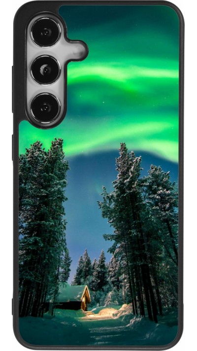 Coque Samsung Galaxy S25 - Silicone rigide noir Winter 22 Northern Lights