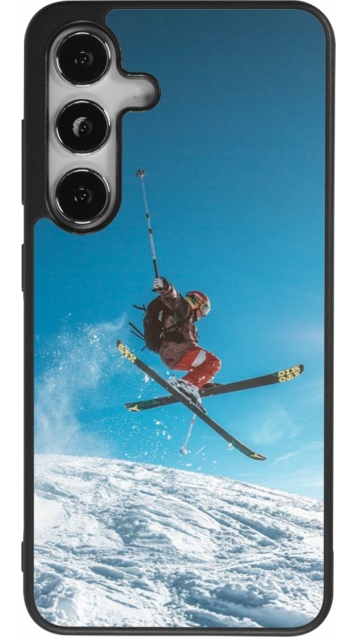 Coque Samsung Galaxy S25 - Silicone rigide noir Winter 22 Ski Jump