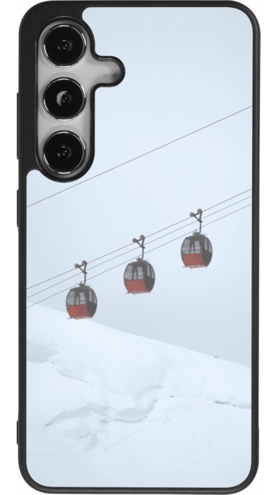 Coque Samsung Galaxy S25 - Silicone rigide noir Winter 22 ski lift