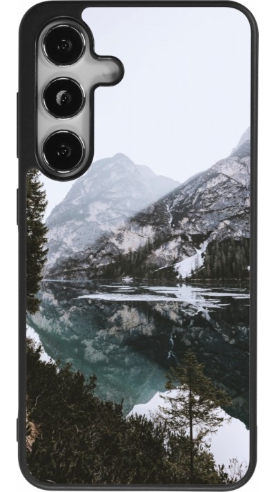 Coque Samsung Galaxy S25 - Silicone rigide noir Winter 22 snowy mountain and lake