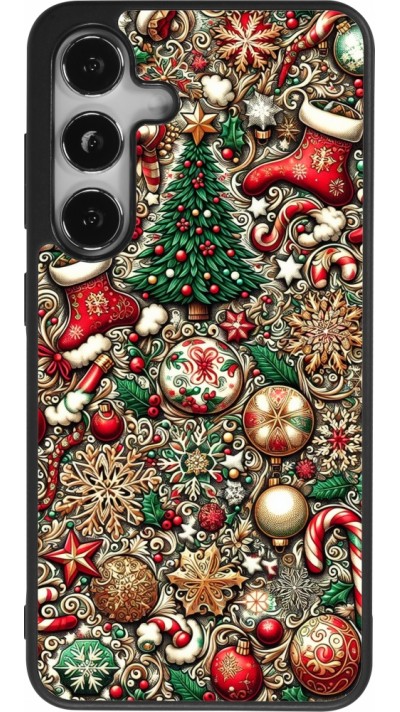 Samsung Galaxy S25 Case Hülle - Silikon schwarz Weihnachten 2023 Mikromuster
