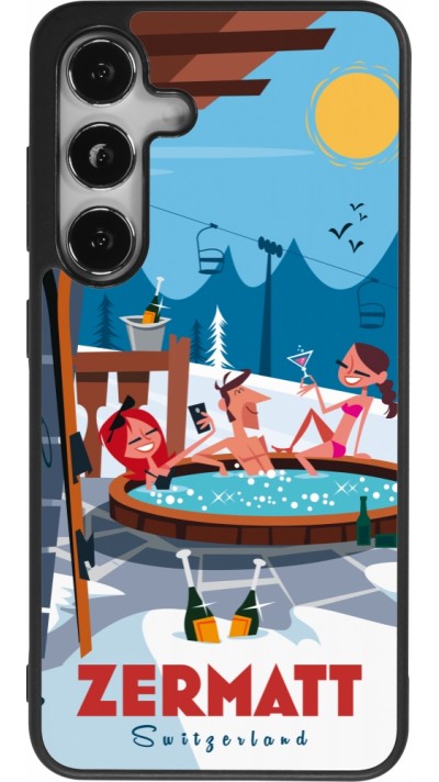Coque Samsung Galaxy S25 - Silicone rigide noir Zermatt Mountain Jacuzzi