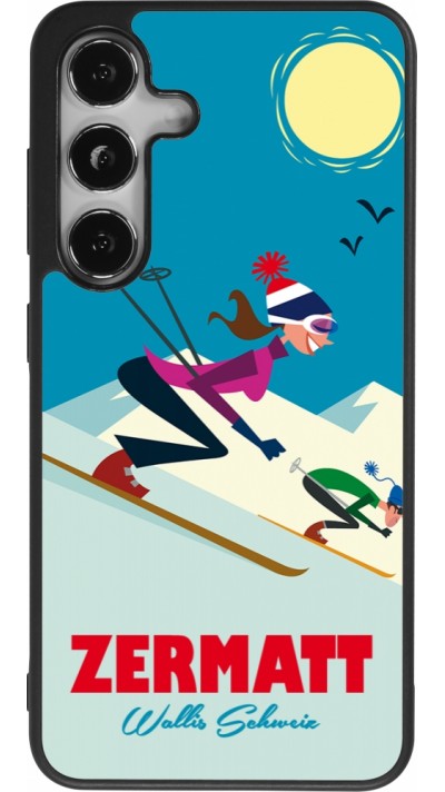 Coque Samsung Galaxy S25 - Silicone rigide noir Zermatt Ski Downhill