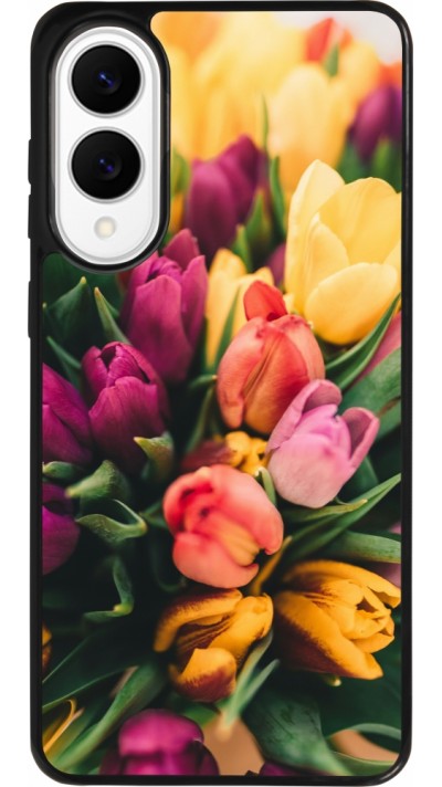 Samsung Galaxy S25 Edge Case Hülle - Silikon schwarz Bouquet of tulips Spring 2026
