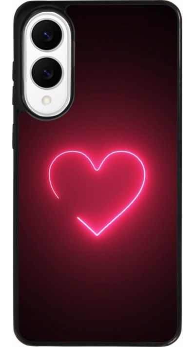 Samsung Galaxy S25 Edge Case Hülle - Silikon schwarz Valentine 2023 single neon heart Samsung Galaxy S25 Edge Case Hülle - Silikon schwarz Valentine 2023 single neon heart