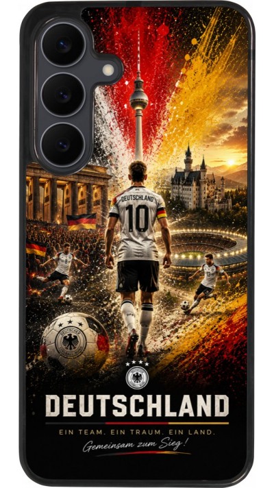 Coque Samsung Galaxy S25 FE - Silicone rigide noir Football Allemagne splash 2026