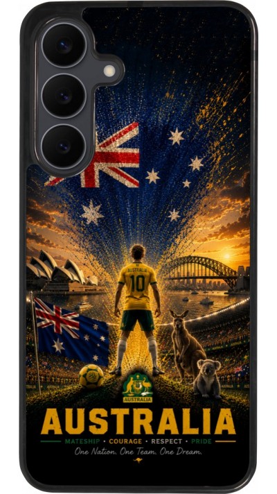 Coque Samsung Galaxy S25 FE - Silicone rigide noir Football Australie splash 2026
