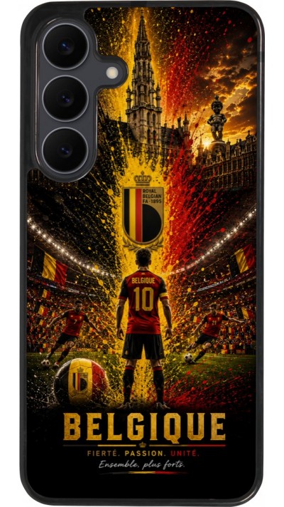 Coque Samsung Galaxy S25 FE - Silicone rigide noir Football Belgique splash 2026