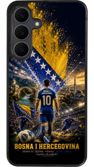 Coque Samsung Galaxy S25 FE - Silicone rigide noir Football Bosnie-Herzégovine splash 2026
