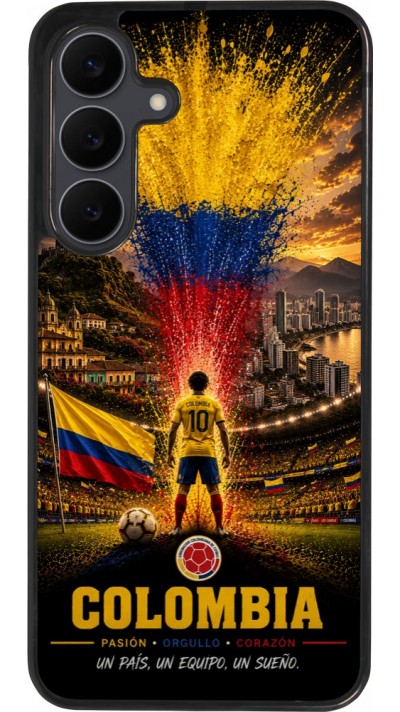 Coque Samsung Galaxy S25 FE - Silicone rigide noir Football Colombie splash 2026