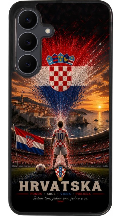 Coque Samsung Galaxy S25 FE - Silicone rigide noir Football Croatie splash 2026