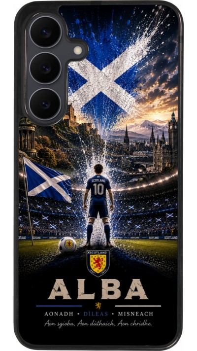 Coque Samsung Galaxy S25 FE - Silicone rigide noir Football Écosse splash 2026