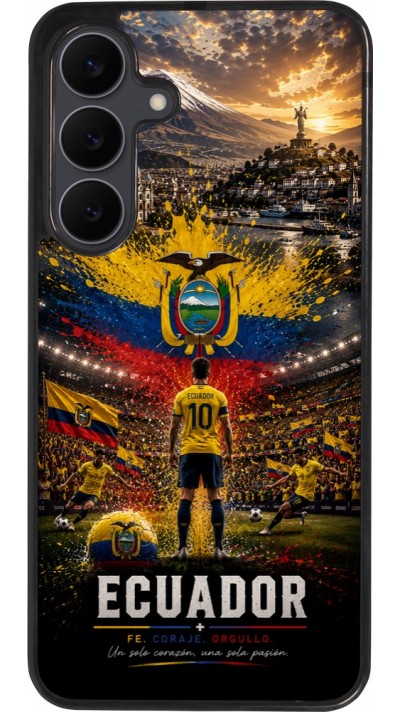 Coque Samsung Galaxy S25 FE - Silicone rigide noir Football Équateur splash 2026