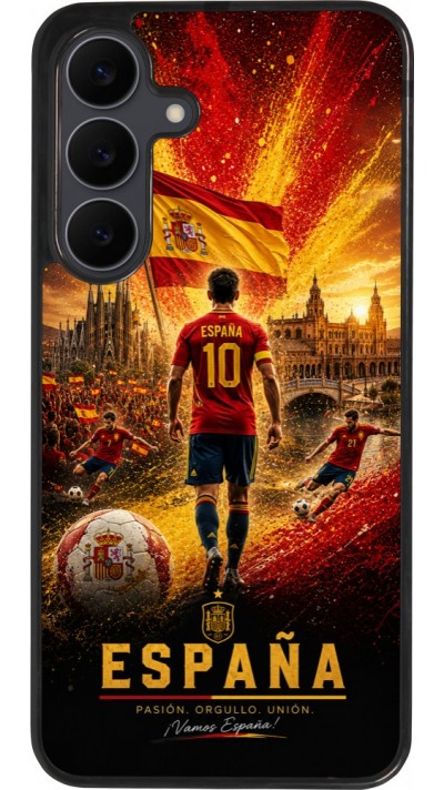 Coque Samsung Galaxy S25 FE - Silicone rigide noir Football Espagne splash 2026