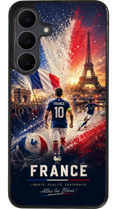 Coque Samsung Galaxy S25 FE - Silicone rigide noir Football France splash 2026