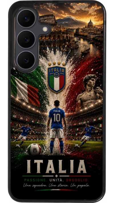 Coque Samsung Galaxy S25 FE - Silicone rigide noir Football Italie splash 2026