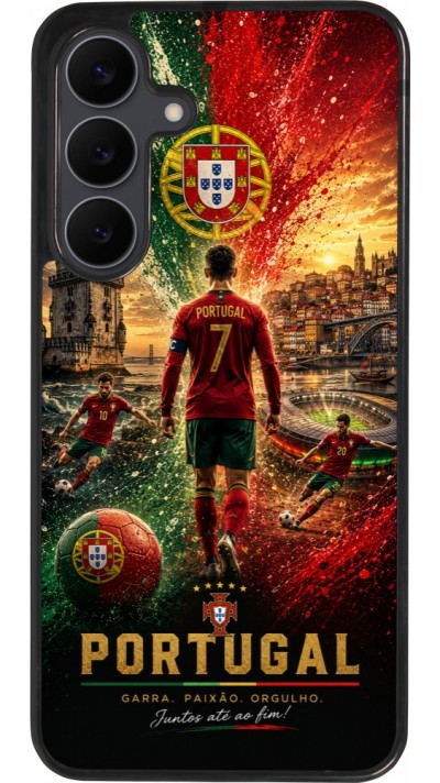 Coque Samsung Galaxy S25 FE - Silicone rigide noir Football Portugal splash 2026