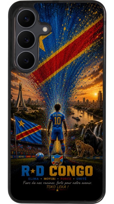 Coque Samsung Galaxy S25 FE - Silicone rigide noir Football République démocratique du Congo splash 2026