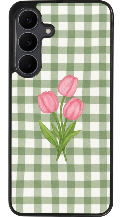 Coque Samsung Galaxy S25 FE - Silicone rigide noir Green vichy tulips Spring 2026