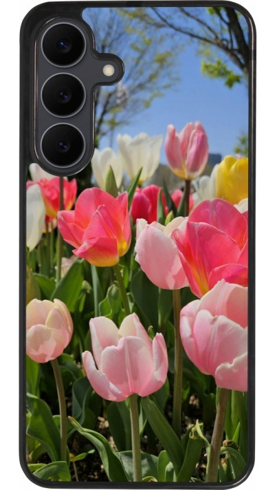 Coque Samsung Galaxy S25 FE - Silicone rigide noir Tulips Spring 2026