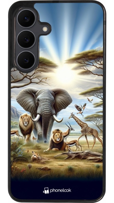 Coque Samsung Galaxy S25 FE - Silicone rigide noir Vie sauvage africaine