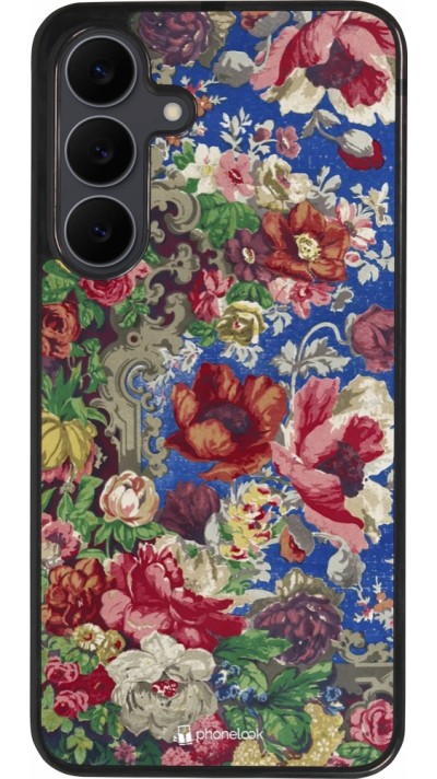 Coque Samsung Galaxy S25 FE - Silicone rigide noir Vintage Art Flowers