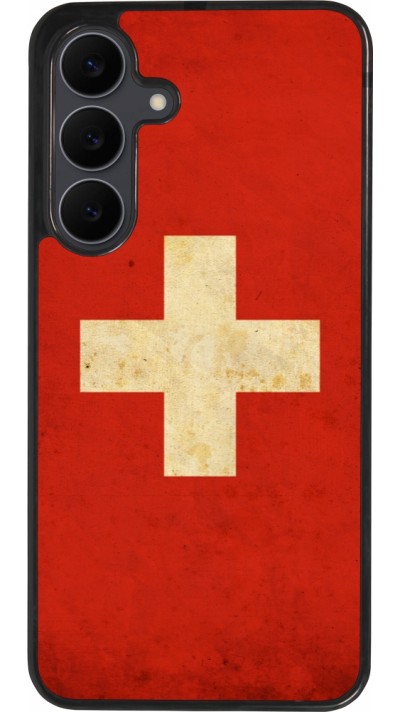 Coque Samsung Galaxy S25 FE - Silicone rigide noir Vintage Flag SWISS