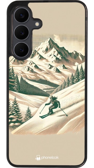 Coque Samsung Galaxy S25 FE - Silicone rigide noir Vintage Ski Mountain
