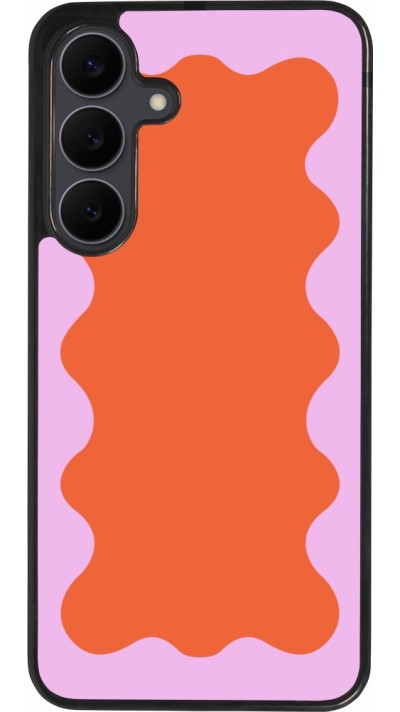 Coque Samsung Galaxy S25 FE - Silicone rigide noir Wavy Rectangle Orange Pink