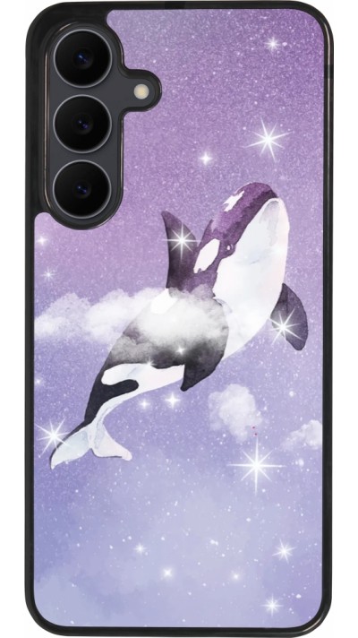 Coque Samsung Galaxy S25 FE - Silicone rigide noir Whale in sparking stars