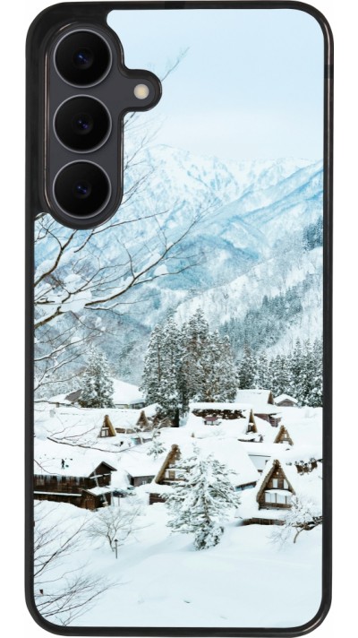 Coque Samsung Galaxy S25 FE - Silicone rigide noir Winter 25 Winter snowy landscape