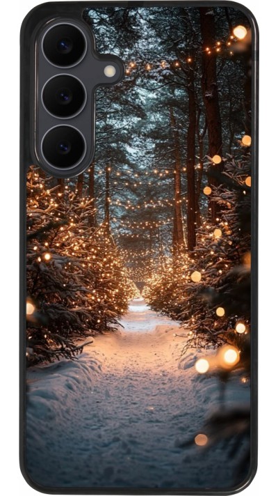 Coque Samsung Galaxy S25 FE - Silicone rigide noir Winter 25 Winter snowy road