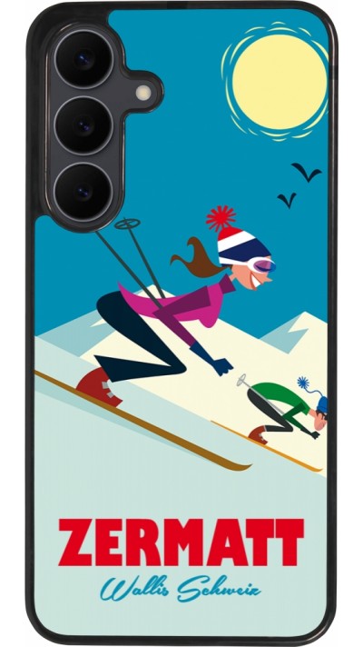Coque Samsung Galaxy S25 FE - Silicone rigide noir Zermatt Ski Downhill