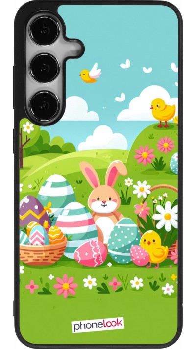 Coque Samsung Galaxy S25+ - Silicone rigide noir Easter 2025 Green
