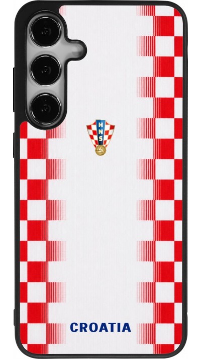 Coque Samsung Galaxy S25+ - Silicone rigide noir Maillot de football Croatie 2026 personnalisable