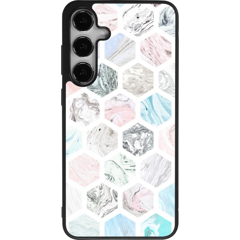 Coque Samsung Galaxy S25+ - Silicone rigide noir Marble Everything