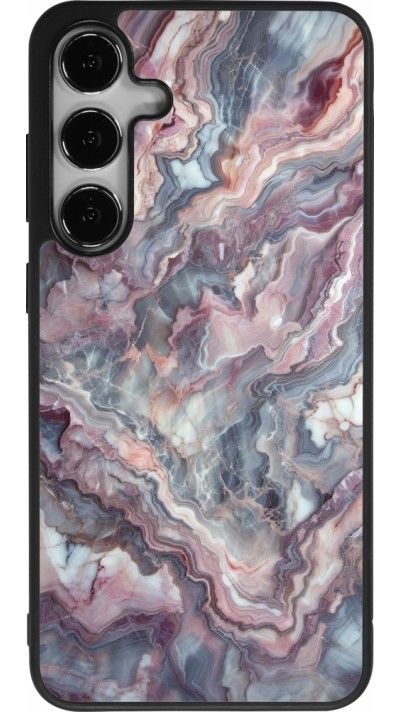 Samsung Galaxy S25+ Case Hülle - Silikon schwarz Violetter silberner Marmor