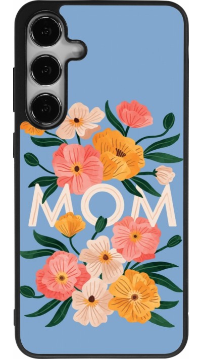 Coque Samsung Galaxy S25+ - Silicone rigide noir Mom 2026 Flowers