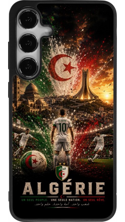 Coque Samsung Galaxy S25+ - Silicone rigide noir Football Algérie splash 2026
